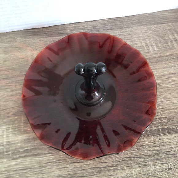 Vtg Anchor Hocking Ruby Handled Dish - Picture 3 of 12